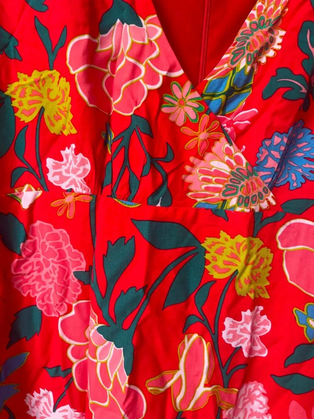 J.Crew Floral V-Neck Mini Dress Red Jade 60s Retro Long Sleeve 12 NWT